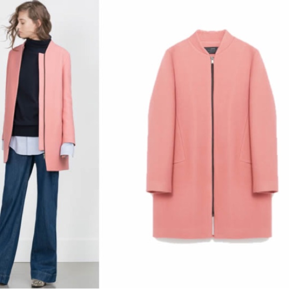 Pink Zip-up Pea Coat